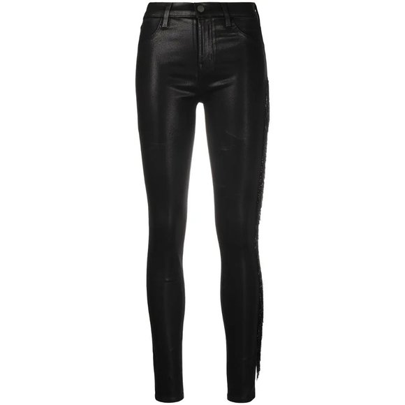 J Brand black crystal fringe high rise skinny jeans - Picture 12 of 16